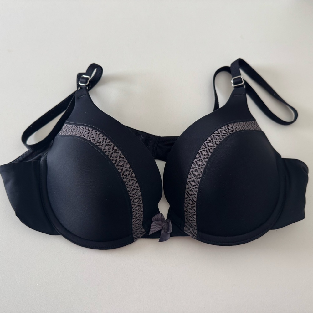 Bali Black Add a Cup Convertible Bra with Gray Detail and Ribbon